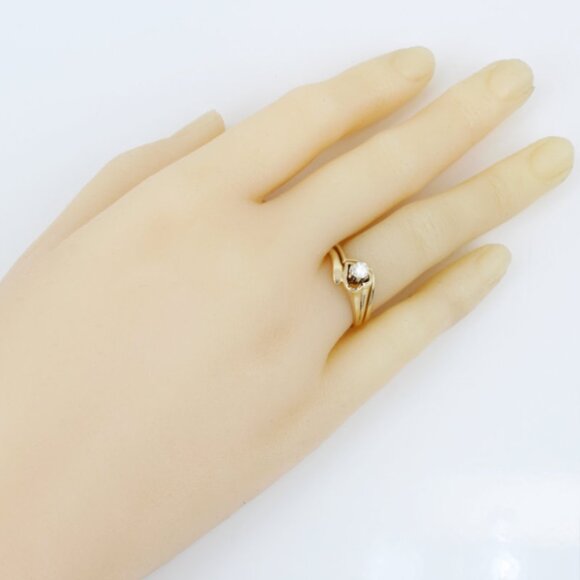 14k Yellow Gold Solitaire Diamond Heart Bridal Wedding Band Engagement Ring Set - Picture 9 of 9